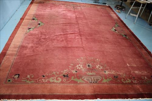 Hand made true antique oriental rug made in china, 10 x 13.6: Hand made true antique oriental rug made in china with even wear, 10 x 13.6
