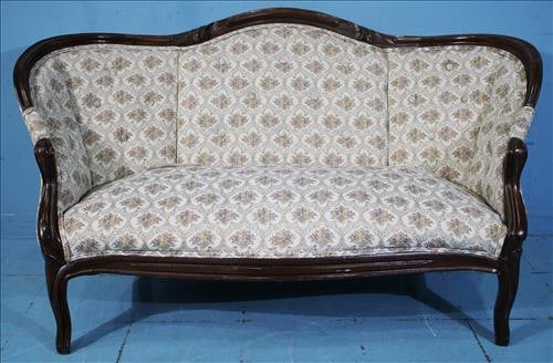 Walnut Victorian parlor love seat with floral upholstery (1 of 3)