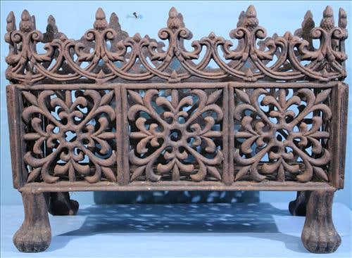 Ornate cast iron planter with claw feet, 23 in. W, 8.5 in. D. (1 of 4)