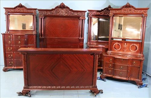 4 piece solid mahogany bedroom suite with full size bed (1 of 18)