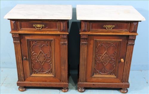 Pair of walnut Victorian 1 drawer half commodes (1 of 4)