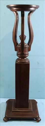 Unusual mahogany Empire pedestal with scroll feet, 40.5 in. T. (1 of 4)