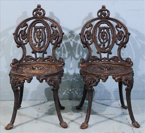 Great pair of black cast iron side chairs (1 of 4)