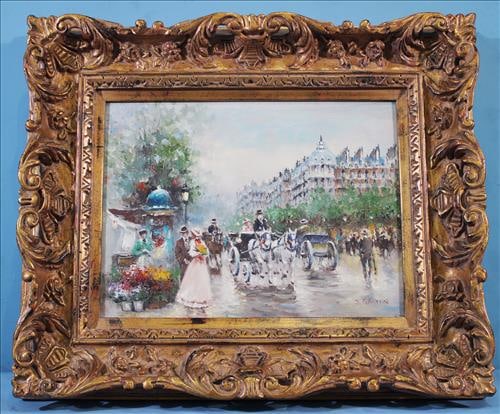 Contemporary oil on canvas of French scene, 20 x 24 (1 of 3)