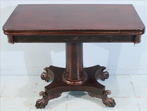 Mahogany game table with round column pedestal base (1 of 4)