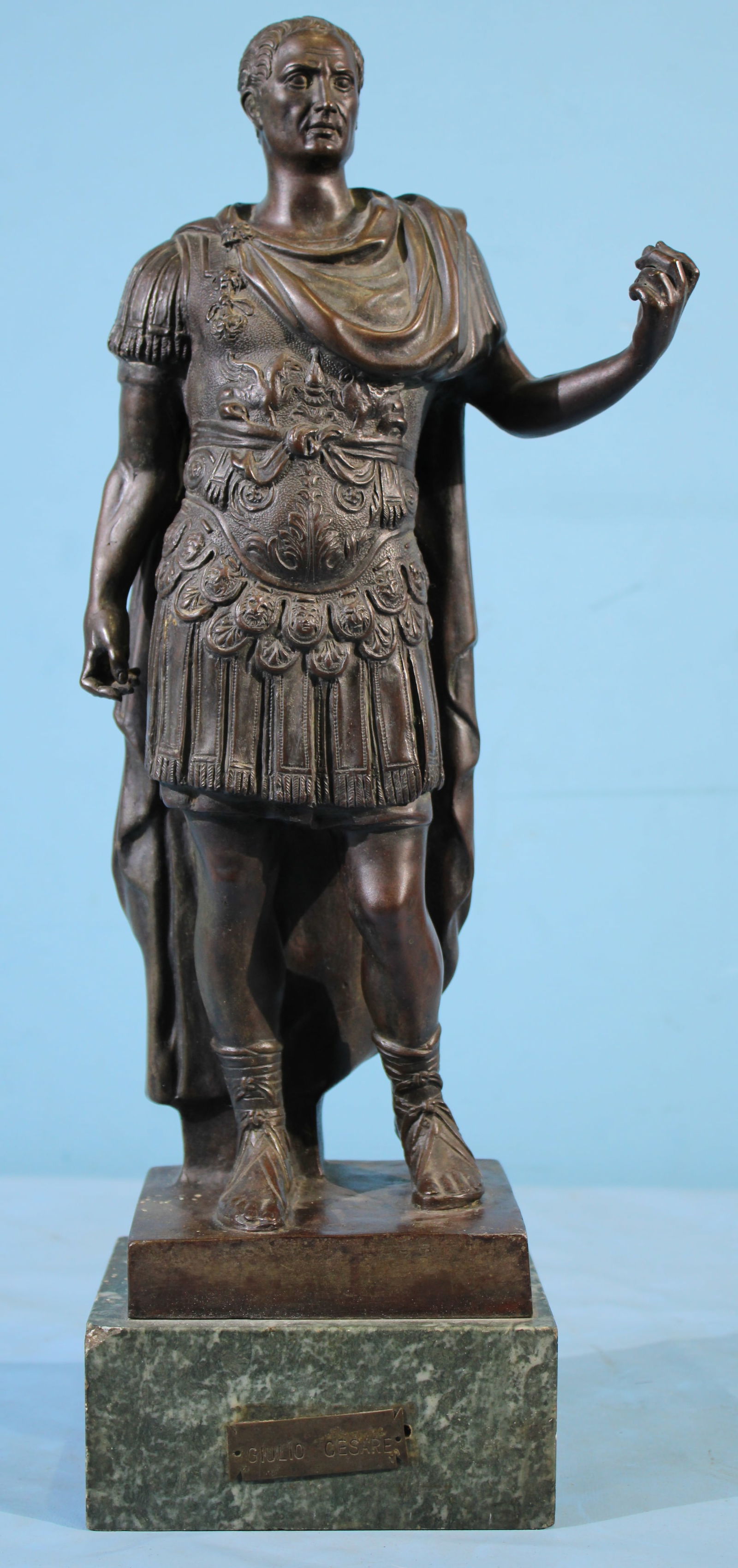 Antique bronze bust of Jiulio Cesare, 19 in. T, 5.5 in. W. (1 of 5)