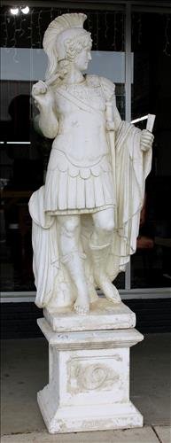 2 piece concrete statue of a Roman soldier in full dress, Titled "Papinia", 87 in. T, 20 in. Sq. (1 of 4)