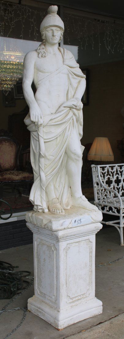 Concrete statue of a Roman soldier with cape, 84 in. T. (1 of 6)