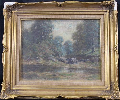 Original oil on board Titled, The Ford, by George E Hopkins (1 of 5)