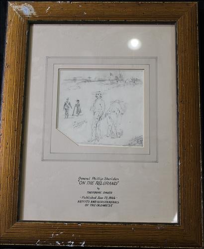 Original drawing by Theodore Davis, On The Rio Grande, 20 x 17: Original drawing by Theodore Davis, General Phillip Sheridan, On The Rio Grande, 20 x 17