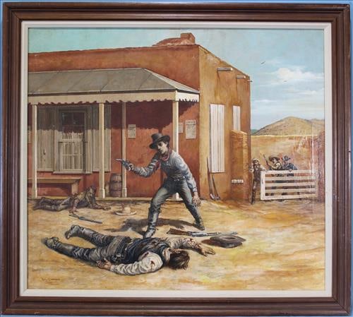 Original western oil on canvas by Dean Chapman, 35 x 39 (1 of 4)