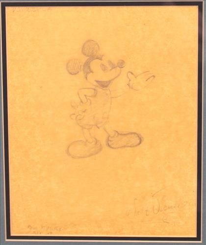 Rare and original pencil drawing of Mickey Mouse, 15.5 x 16 (1 of 6)