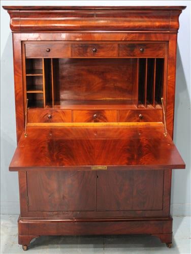 Mahogany Empire abattant desk with white marble top (1 of 5)