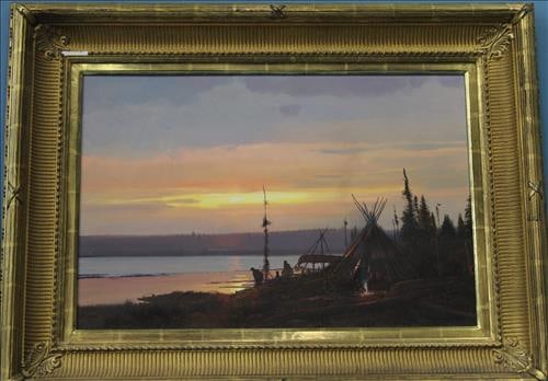 20th Century oil on artist board by of Indians by Segrelles, 30 x 41 (1 of 4)