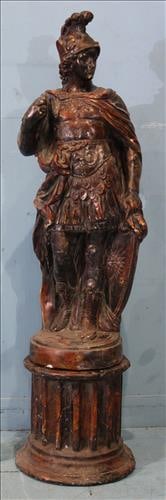 2 pc. Terracotta statue of Roman Soldier on a stand, 50 in. T. (1 of 5)