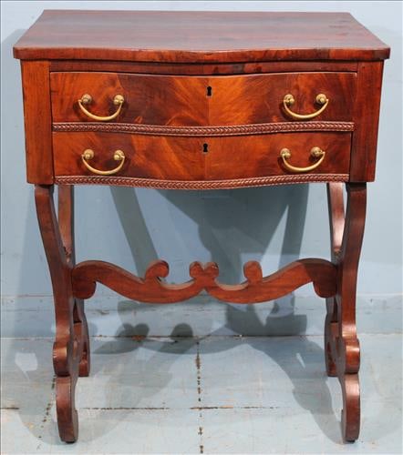 Mahogany Victorian 2 drawer work table with brass pulls (1 of 3)