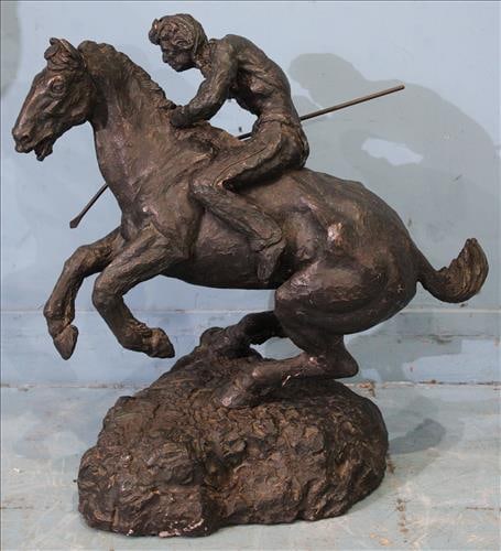 Beautiful bronze of American Indian on horseback, 21 in. T.: Beautiful bronze of American Indian on horseback, 21 in. T, 23 in. W.
