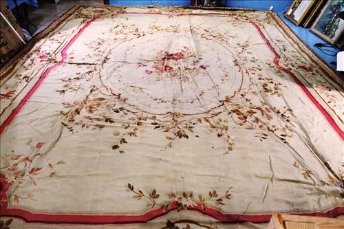 Antique French needlepoint handmade rug 15 ft. 8 in. x 25 ft. 7 in. (1 of 8)