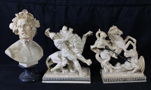 3 piece resin figurines of various scenes by A. Santiri (1 of 4)