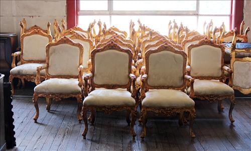 10 piece set of French style gold gilded dining chairs (1 of 5)