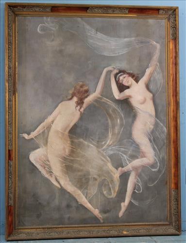 Oil on canvas of women wrapped in transparent dancing, 64 x 48 (1 of 3)