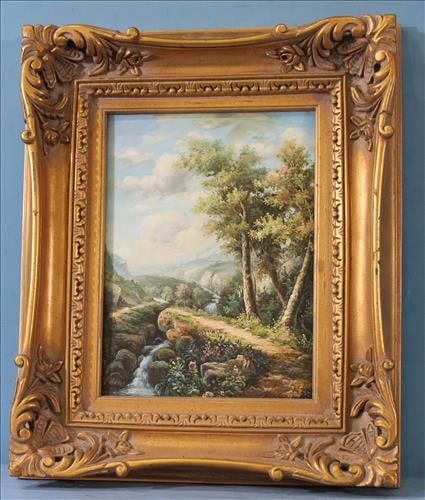 Contemporary Oil on canvas of forest signed by artist, 24 x 21 (1 of 3)