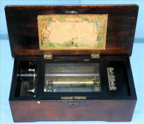 19th Century table top music box, cylinder roll Swiss made (1 of 5)