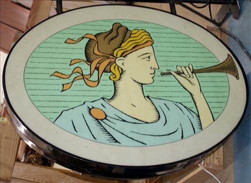 Vintage double sided cafe sign of a Bugle girl, 51 in. T, 22 in. W. (1 of 2)