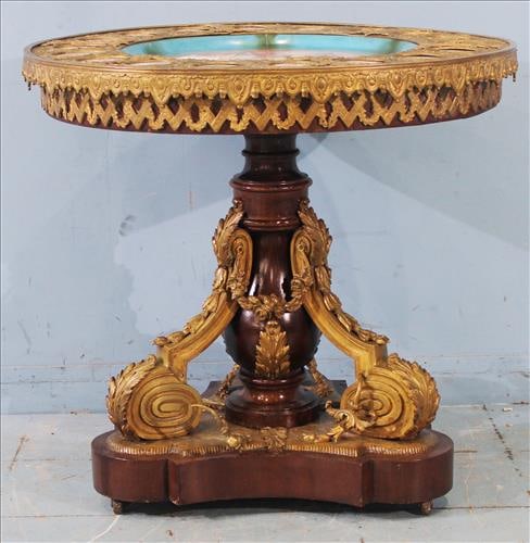 Sevres porcelain center table with bronze plaques (1 of 7)