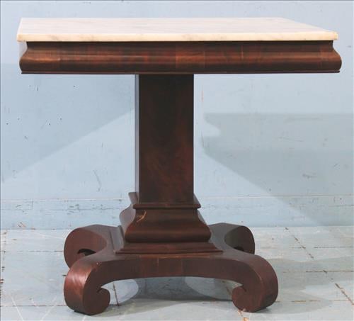 Mahogany empire square center table with marble top (1 of 3)