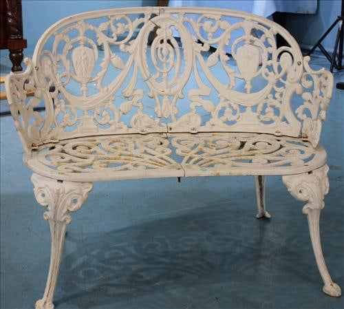 Cast iron rounded back extremely heavy garden bench (1 of 2)