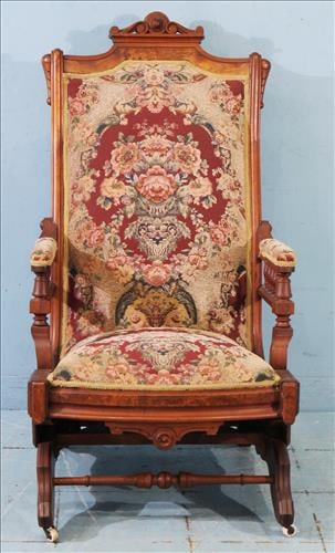 Victorian burl walnut parlor rocker with needlepoint (1 of 3)