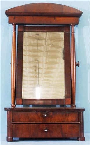 Mahogany table top shaving mirror with 2 drawers (1 of 3)