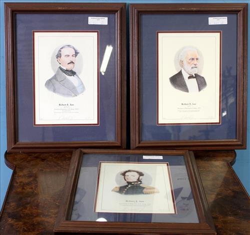 3 piece set of Vintage prints of General Robert E. Lee, 21 x 17: 3 piece set of Vintage prints of General Robert E. Lee, professionally matted and framed, 21 x 17