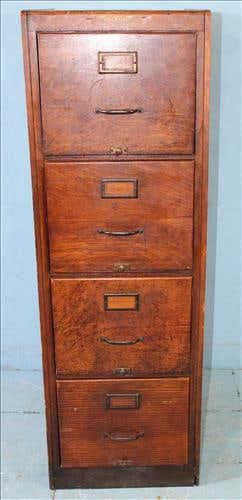 Old antique walnut 4 drawer filing cabinet w hanging file frame (1 of 4)