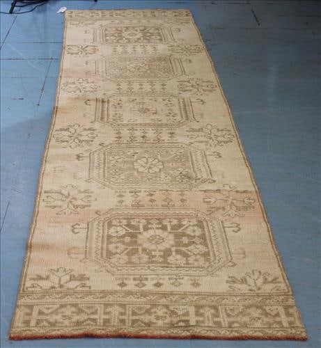 Hand make Oushak hall runner, 2 ft. 9 in. x 11 ft. 7 in. (1 of 2)