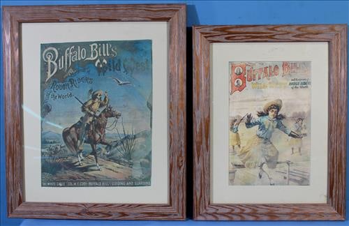 2 piece lot of vintage advertising posters, Buffalo Bill, 21 x 18 (1 of 3)