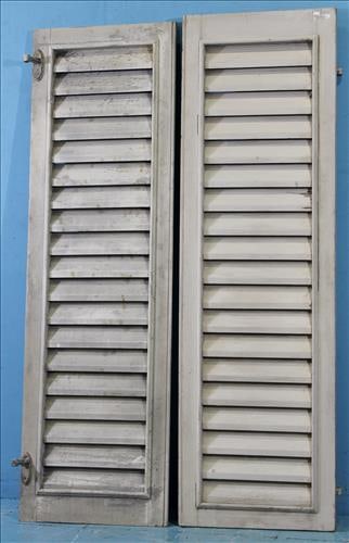 Pair of old solid wood window shutters from New Orleans: Pair of old solid wood window shutters from New Orleans home, 64 x 19