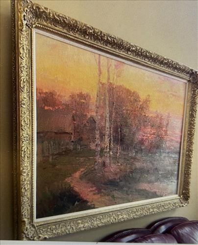 Large contemporary oil on canvas of a colorful fall scene, signed by artist, (1 of 3)