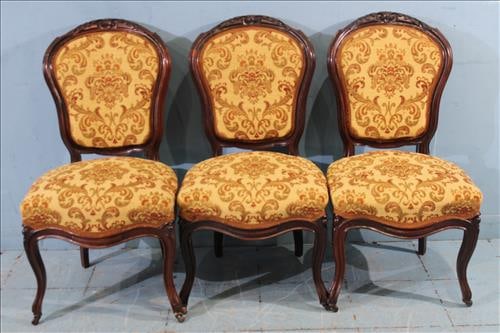 3 piece set of Victorian parlor side chairs with paisley upholstery (1 of 3)