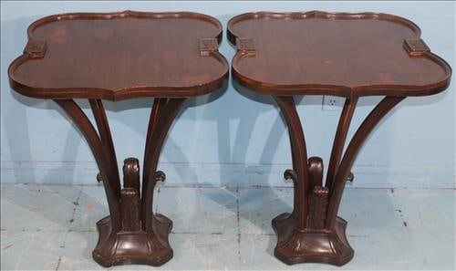 Pair of unusual mahogany decorator side tables (1 of 4)