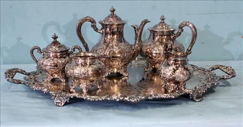 Reed and Barton silver-plate tea or coffee service with tray (1 of 6)