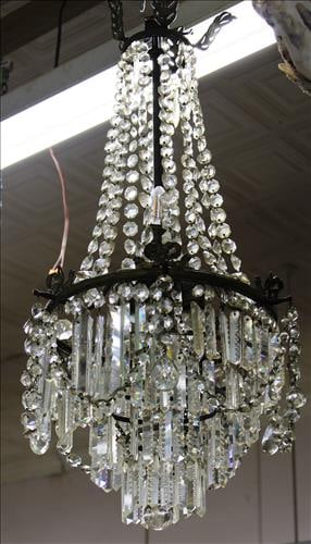2 light hanging crystal chandelier, 36 in. T, 16 in. W. (1 of 3)