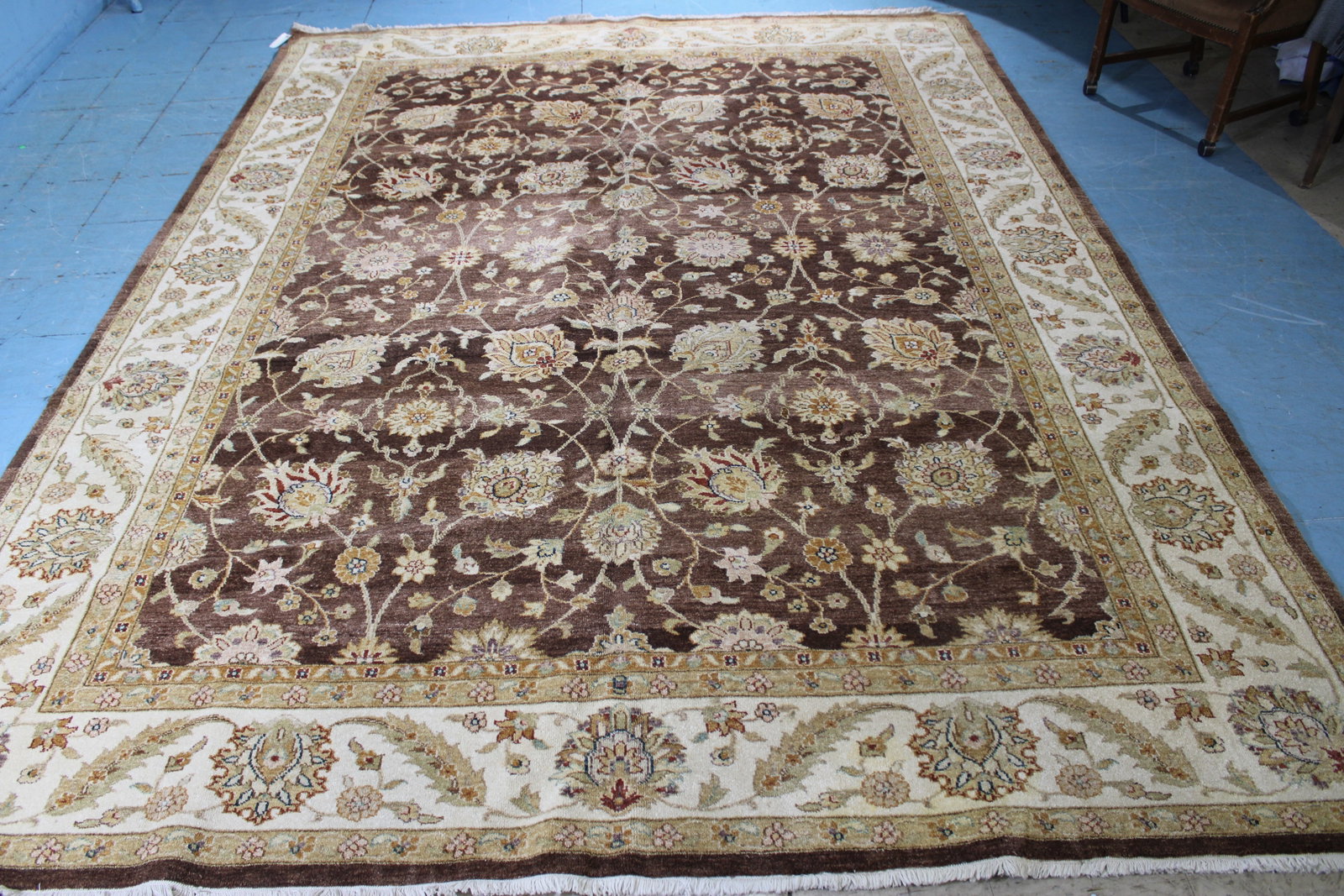 Room size Oushak Persian rug, rust and brown, 9 ft. 1 in. x 12 ft. 3 in.: Room size Oushak Persian rug, rust and brown, 9 ft. 1 in. x 12 ft. 3 in.