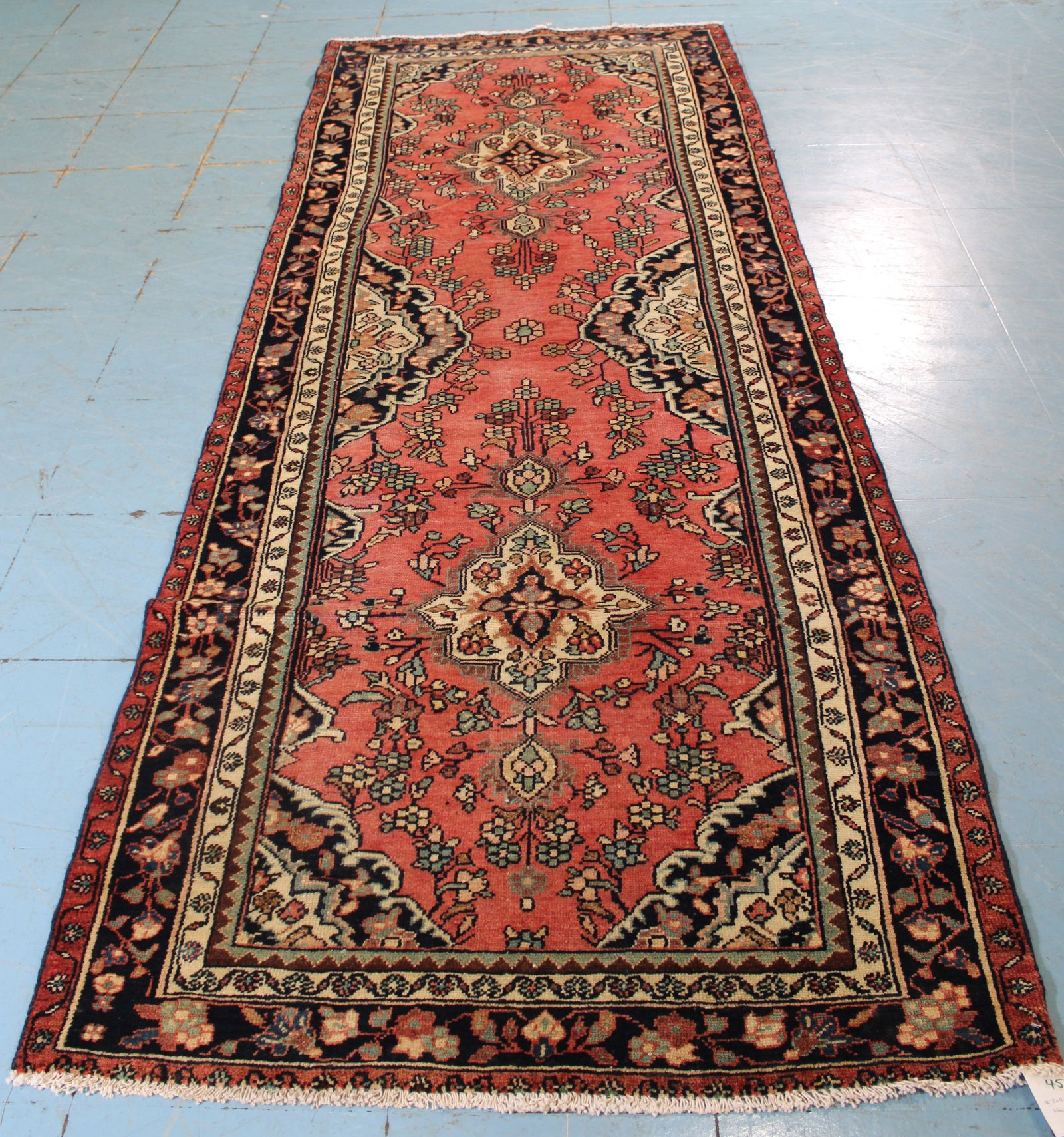 Hand made Persian Hamadan runner, 3 ft. 5 in. x 9 ft. 6 in. (1 of 2)