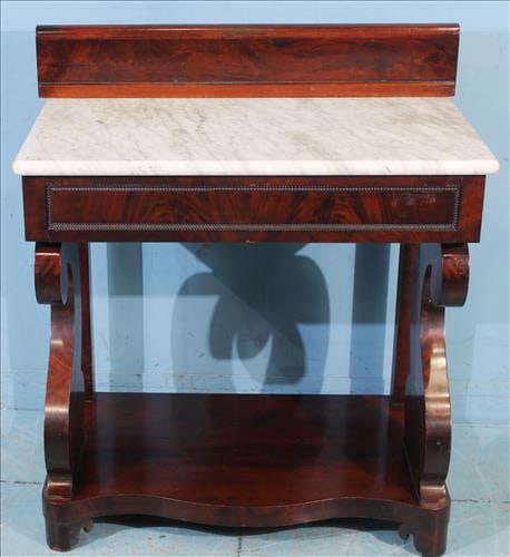 Mahogany empire wash stand with marble top and backsplash (1 of 4)