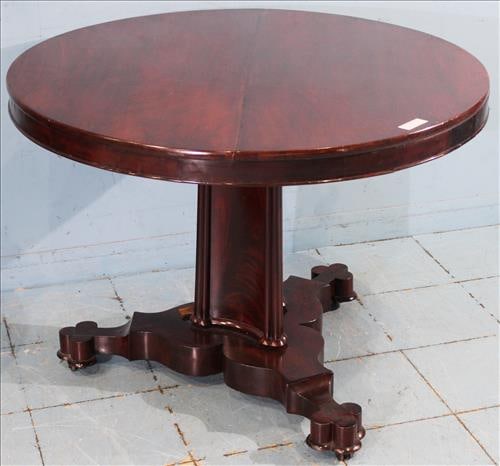 Mahogany empire round center table with column base (1 of 2)