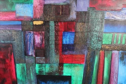 Large contemporary oil on canvas of abstract art, 48 x 60 (1 of 2)