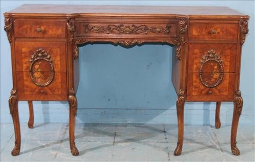 Wooden French inlaid writing desk with 7 drawers (1 of 3)