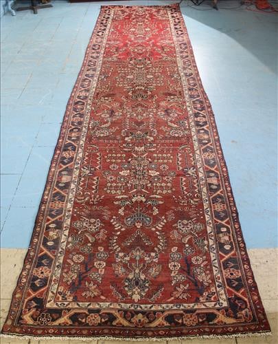 Handmade Hamadan Persian hall runner, 4 ft. x 16 ft. 2 in. (1 of 4)